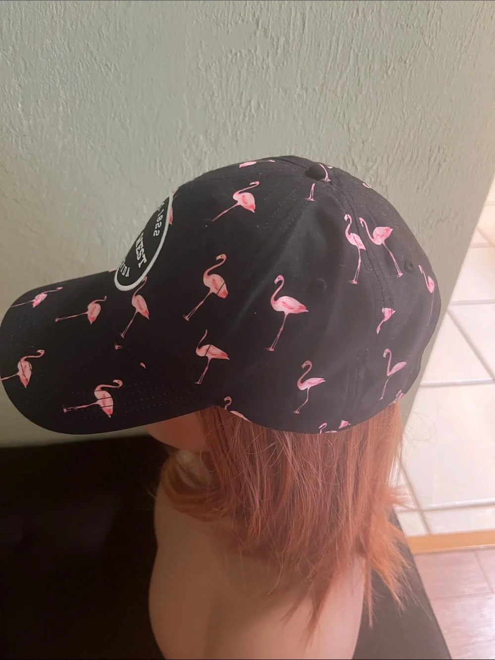 #2646**Unisex’s Key West Florida Black Baseball Cap with Pink Flamingo Print